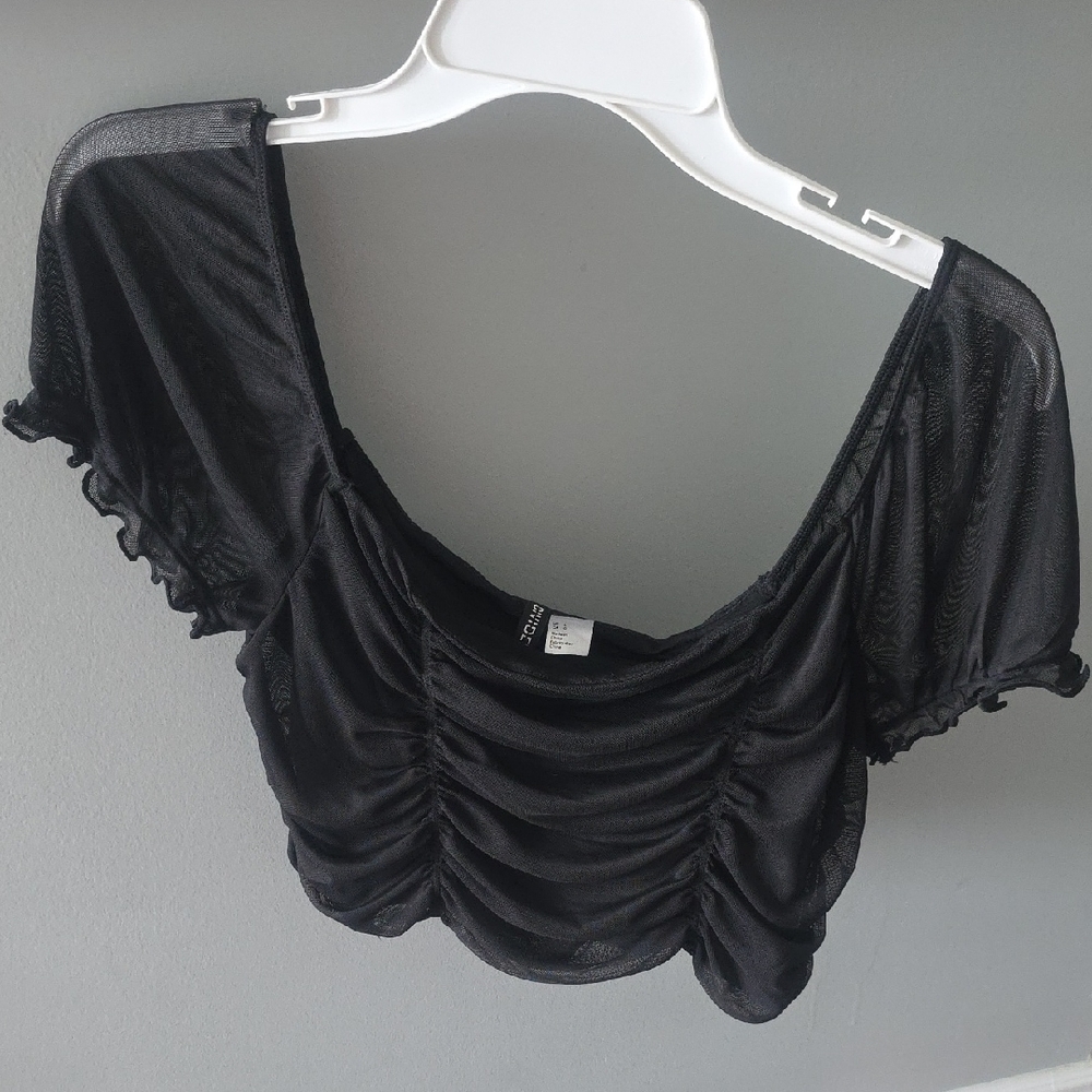 Divided Black Mesh Top